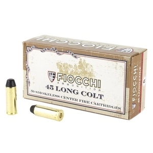 Fiocchi Ammunition Centerfire Pistol 45 Colt 250 Grain Lead Round Nose Flat Point 50 Round Box