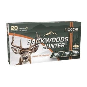 Fiocchi Ammunition Backwoods Hunter 300 Winchester Magnum 165 Grain Copper Hollow Point 20 Round